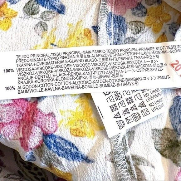 Zara Trafaluc NWT Floral Knit Trim Fringed Kimono Cardigan Size M Swim Cover Up - Picture 8 of 9